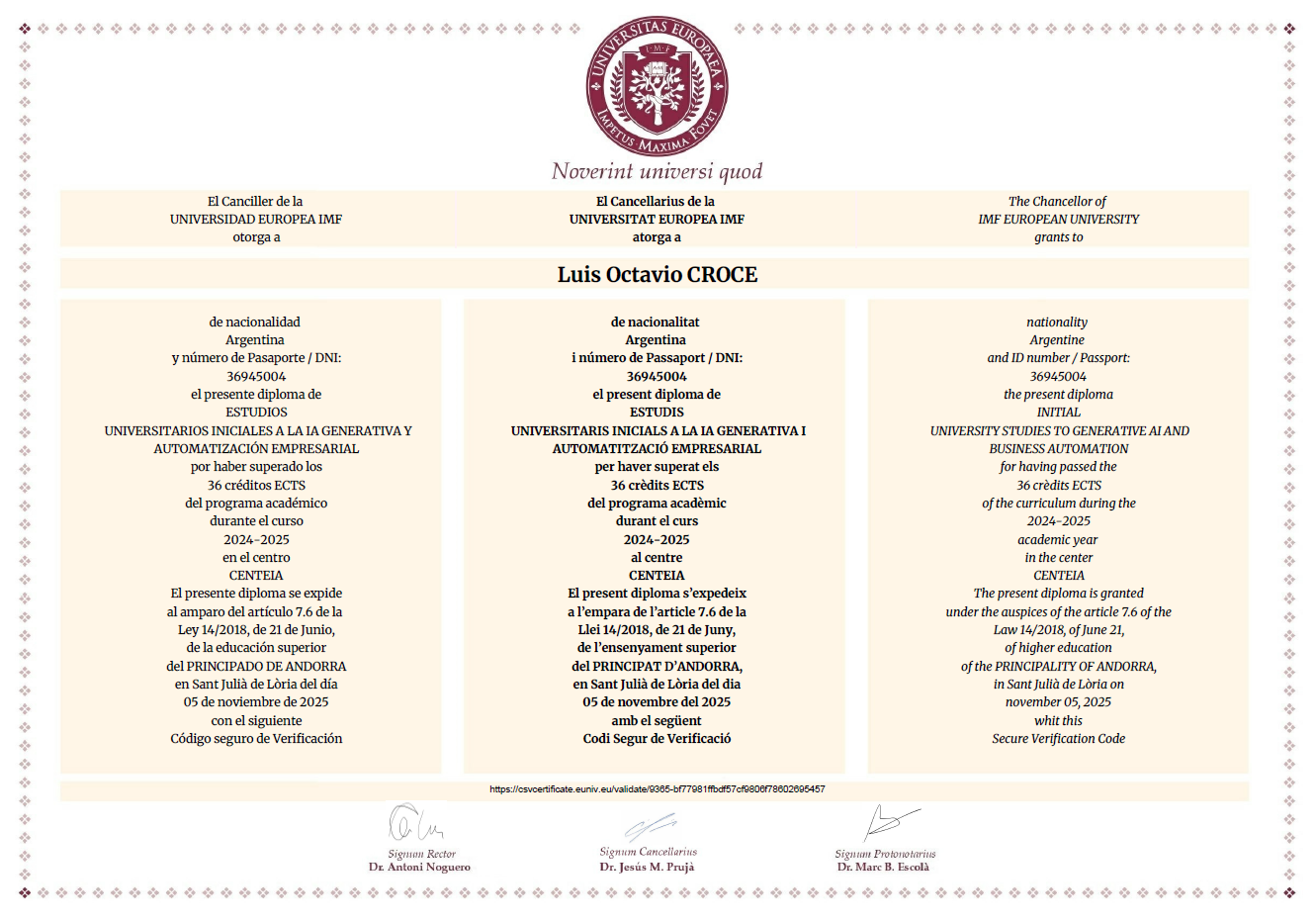 Diploma IMF European University